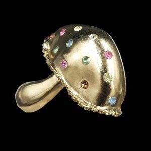 Vintage Coro Rhinestone Fantasy Mushroom Brooch